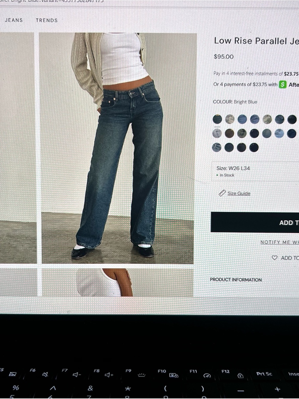 Motel Rocks Dark Wash Wide-Leg Low Rise Jeans - Picture 1 of 3